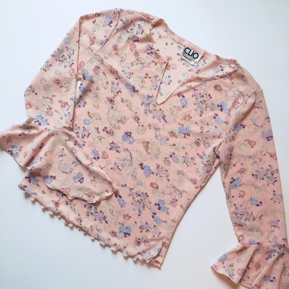 Vintage sheer ruffled blouse